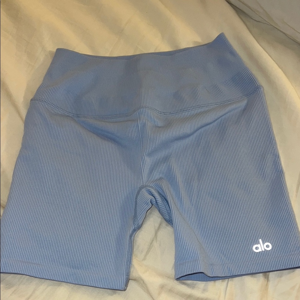 ALO Yoga Blue Bike Shorts High-Waist Compression
